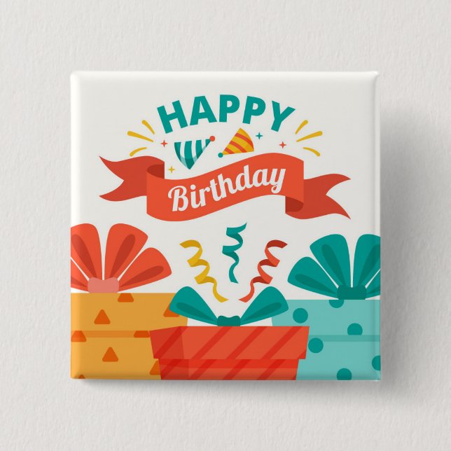 Happy Birthday Pinback Button (Front)