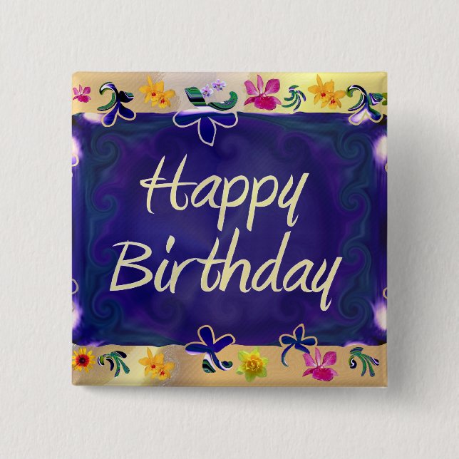 Happy Birthday Pinback Button (Front)