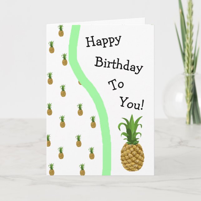 Happy Birthday Pineapple Cutesy Card (Front)