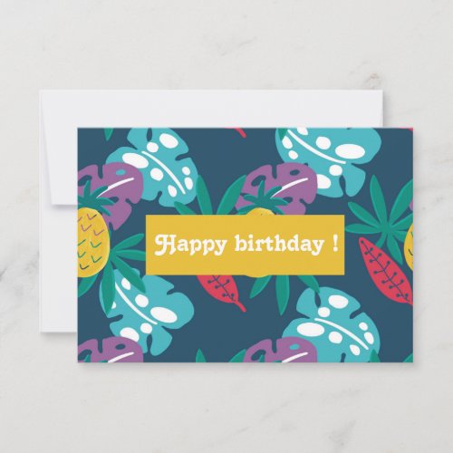 Happy birthday pineapples tropical card 