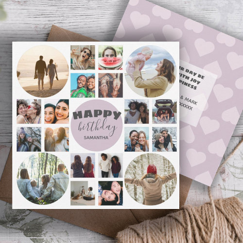 Happy Birthday Pink  20 Photo Collage     Card