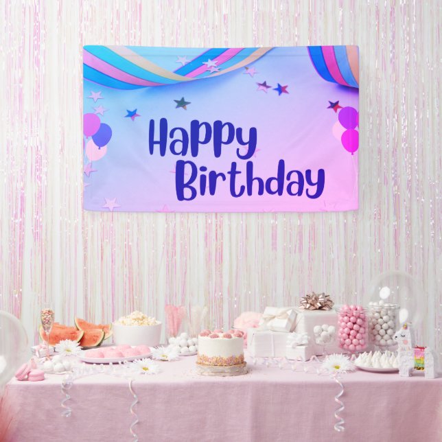 Happy Birthday Pink and Blue Banner (Party)