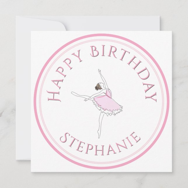 Happy Birthday Pink Ballerina Dancer Girl (Front)