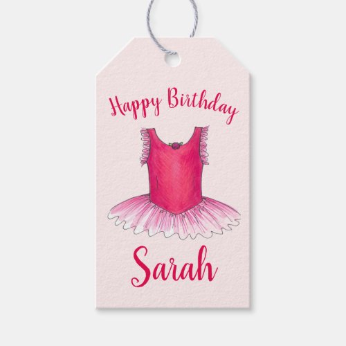 Happy Birthday Pink Ballet Dance Ballerina Tutu Gift Tags