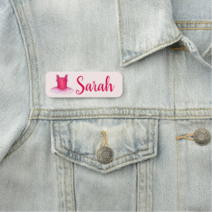 Happy Birthday Pink Ballet Dance Ballerina Tutu Name Tag