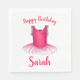 Happy Birthday Pink Ballet Dance Ballerina Tutu Napkins