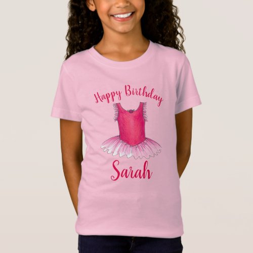 Happy Birthday Pink Ballet Dance Ballerina Tutu T_Shirt