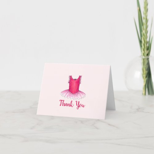 Happy Birthday Pink Ballet Dance Ballerina Tutu Thank You Card