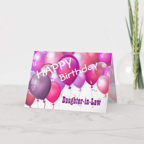 Happy Birthday Pink Balloons DAUGHTER_IN_LAW Card