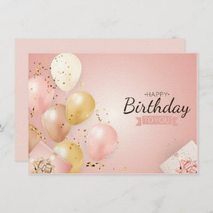 Happy Birthday Pink Baloon Card