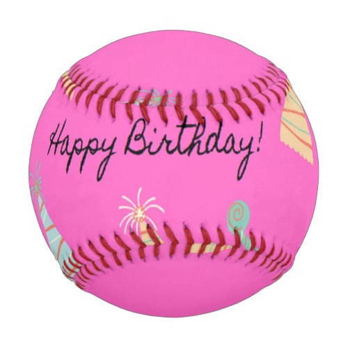 Happy birthday pink baseball