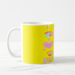 Happy birthday pink blue yellow message mug