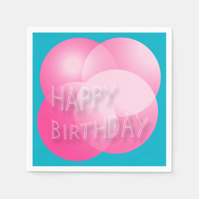 Happy Birthday Pink Bubbles choose Background Paper Napkins (Front)