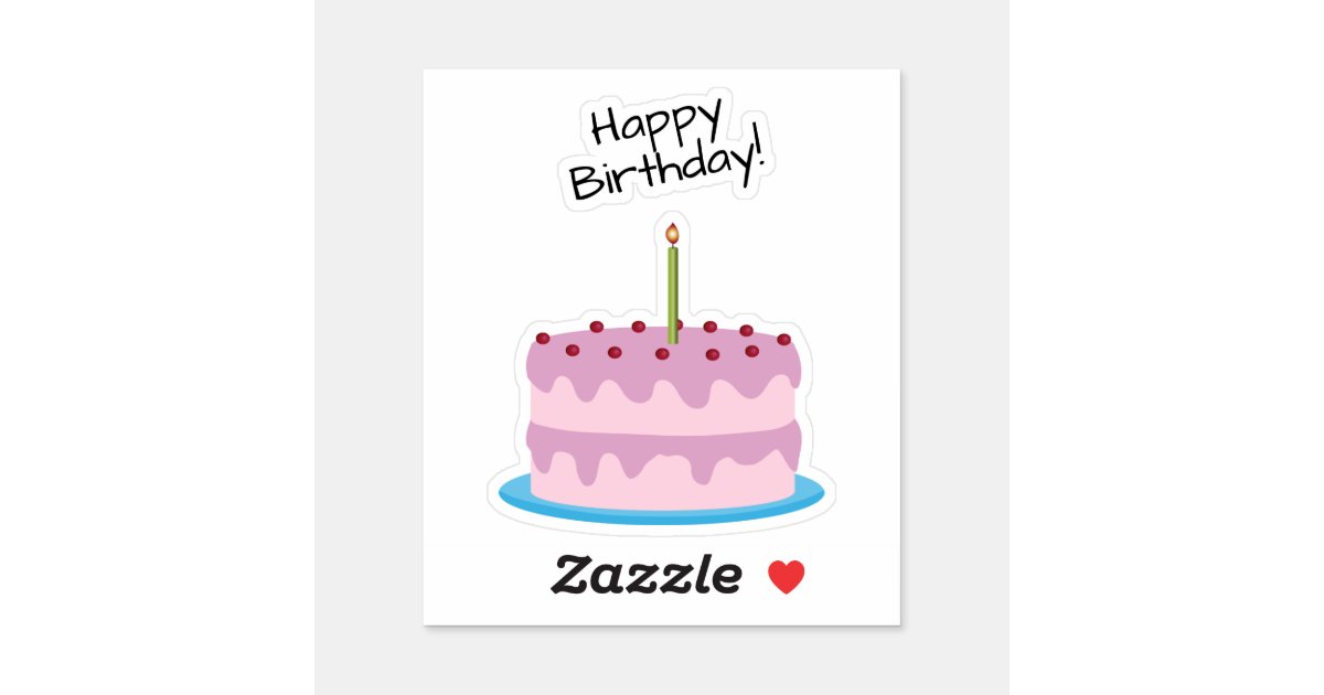 Cute Happy Birthday Cakes and Balloon Stickers, Zazzle