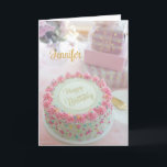 Happy Birthday Pink Cake Personalize Greeting Card<br><div class="desc">Happy Birthday Pink Cake Personalize Greeting Card</div>