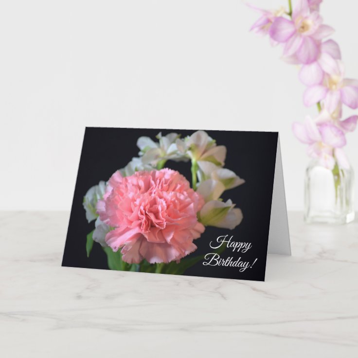 Happy Birthday Pink Carnation Greeting Card Zazzle