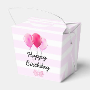 Happy Birthday Pink Cherry Cupcake with Bows Box