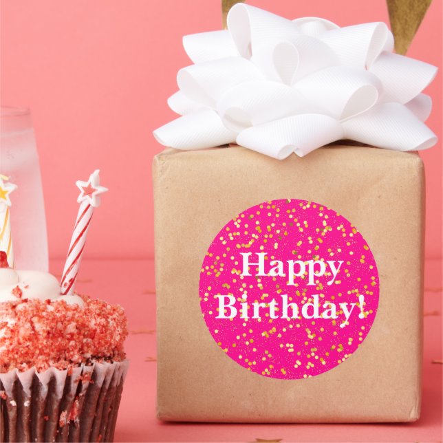 Happy Birthday pink  Classic Round Sticker (Party)
