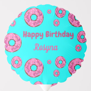 Happy Birthday pink cream donuts blue Balloon