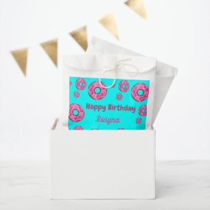Happy Birthday pink cream donuts blue Favor Bag