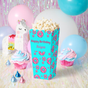 Happy Birthday pink cream donuts blue Favor Boxes