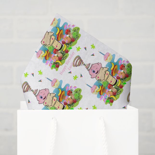 Happy Birthday Pink Cupcake Tissue Paper  (Gift Bag)