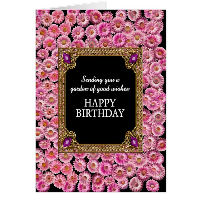 Happy Birthday Pink Daisies Cards (Front)
