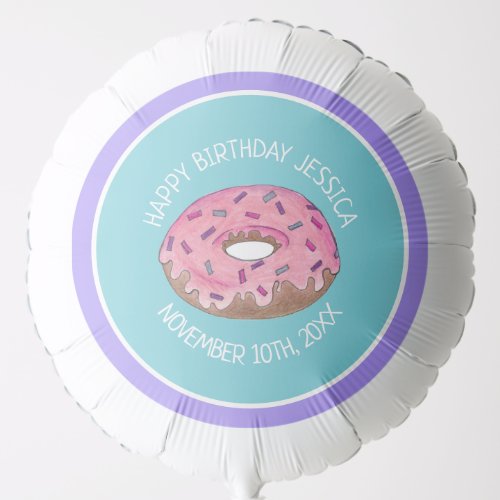Happy Birthday Pink Donut Doughnut Bday Girl Paper Balloon