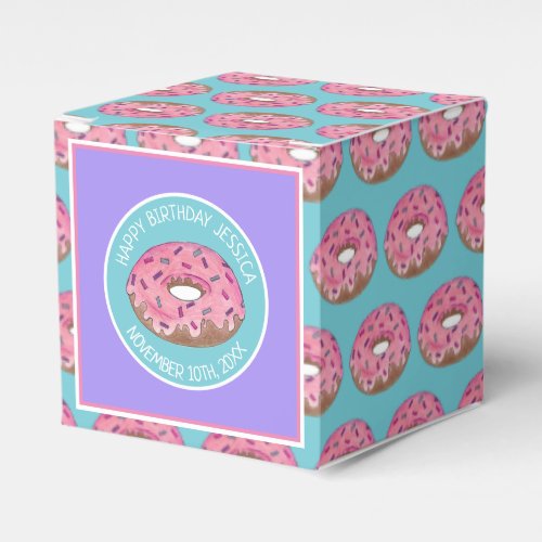 Happy Birthday Pink Donut Doughnut Bday Girl Paper Favor Boxes