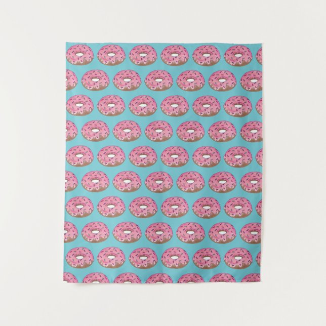 Happy Birthday Pink Donut Doughnut Birthday Party Tapestry (Front)