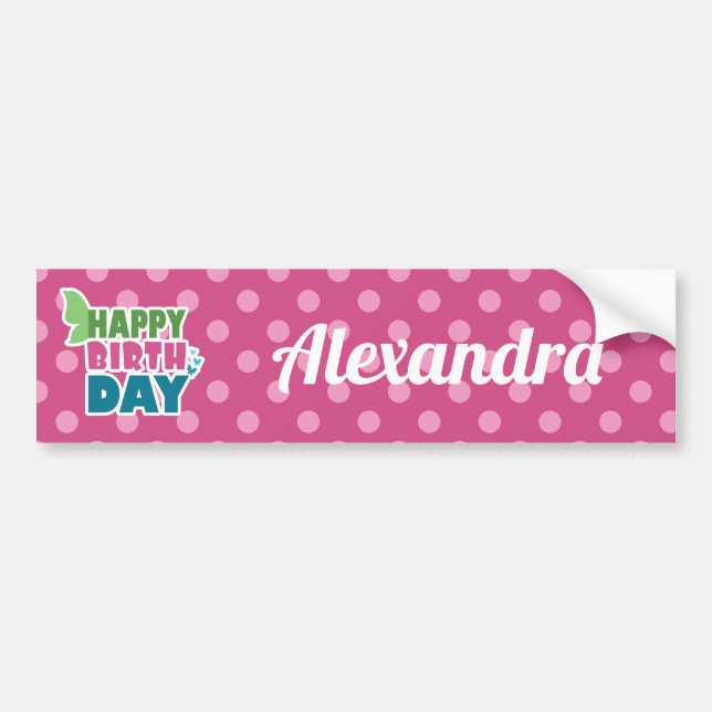 Happy birthday pink dots bumber stickers (Front)