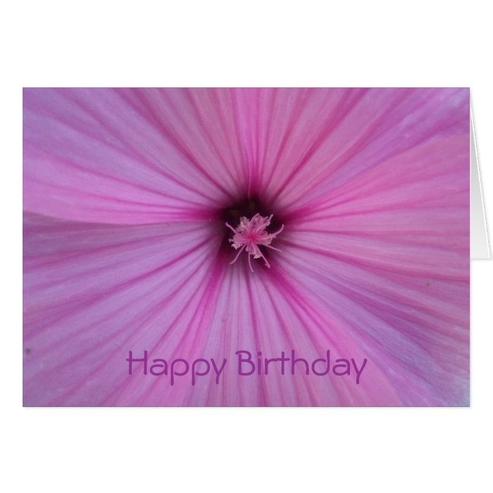 Happy Birthday Pink Flower Heart Petals Card