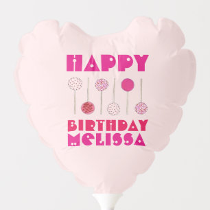 Happy Birthday Pink Frosted Cake Pops Party Balloon