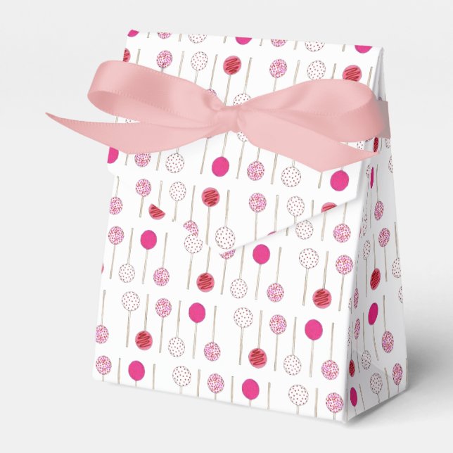 Happy Birthday Pink Frosted Cake Pops Party Favor Boxes (Front Side)