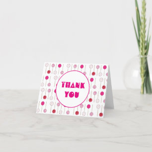 Happy Birthday Pink Frosted Cake Pops Party Favor Thank You Card