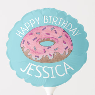 Happy Birthday Pink Frosted Donut Doughnut Balloon