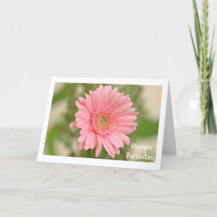 Happy Birthday Pink Gerbera Daisy Greeting Card
