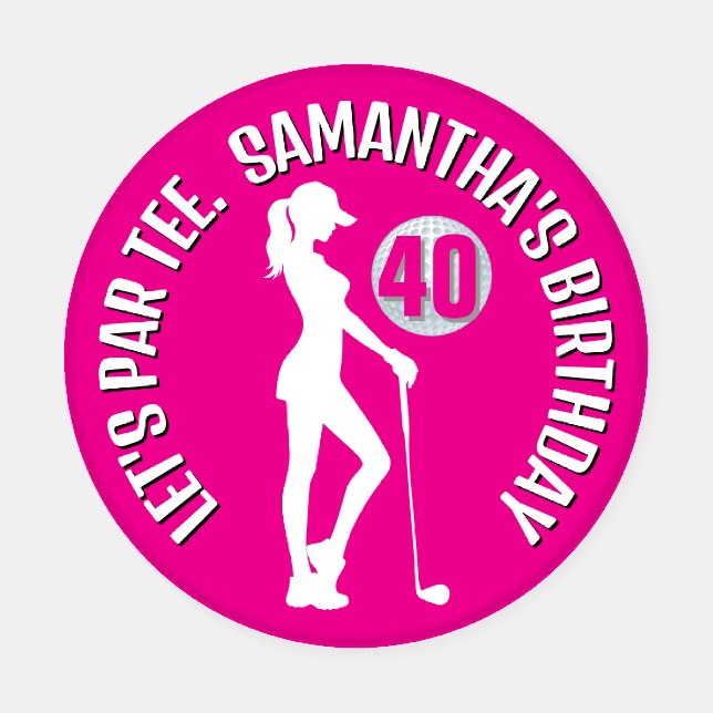 Happy Birthday, PINK Golfer Girl! Coaster Set (Single)