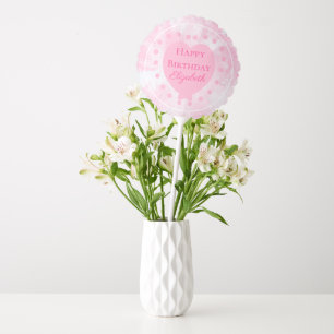 Happy Birthday Pink Heart Watercolor Custom Name Balloon