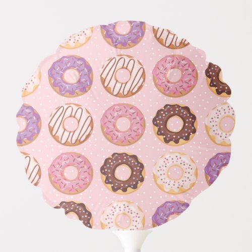 HAPPY BIRTHDAY Pink Iced Donuts Sprinkles Pattern Balloon