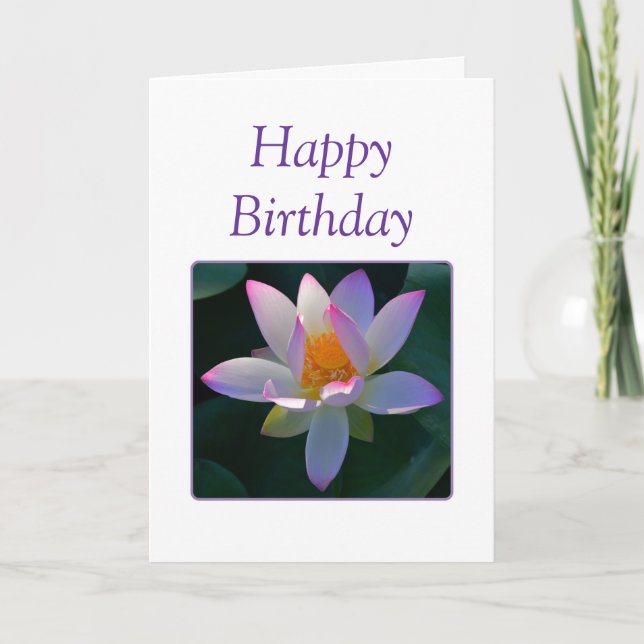 Happy Birthday Pink Lotus Flower Card (Front)