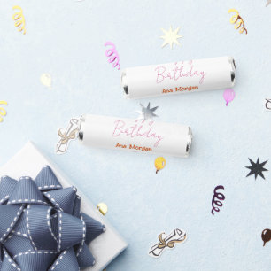 HAPPY BIRTHDAY PINK ORANGE NAME SIMPLE YEAR PLACE BREATH SAVERS® MINTS