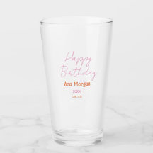 HAPPY BIRTHDAY PINK ORANGE NAME SIMPLE YEAR PLACE 