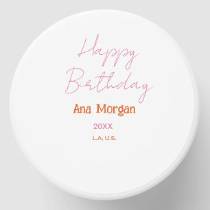 HAPPY BIRTHDAY PINK ORANGE NAME SIMPLE YEAR PLACE MINI CANDLE FAVORS