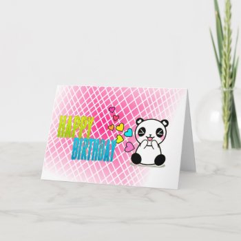 Happy Birthday Pink  Panda   Greeting Card by LaKrima at Zazzle