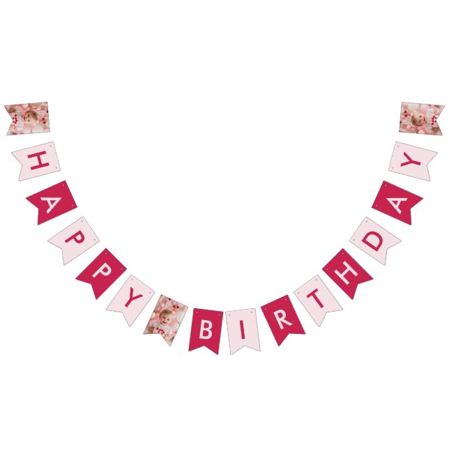 Happy Birthday Pink Party Bunting Flags (All)