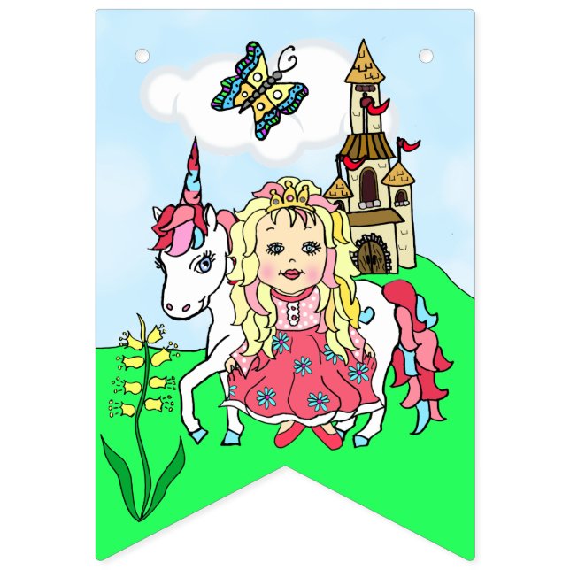 Happy Birthday Pink Princess Banner (Sixteenth Flag)