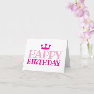 Happy Birthday Pink Princess Girl Folded Card