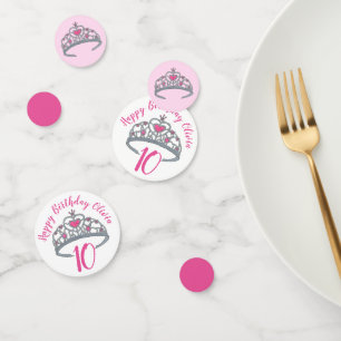 Happy Birthday Pink Princess Party Tiara Crown Confetti