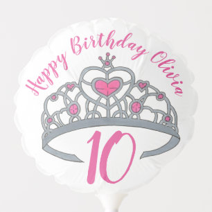 Happy Birthday Pink Princess Tiara Crown Balloon